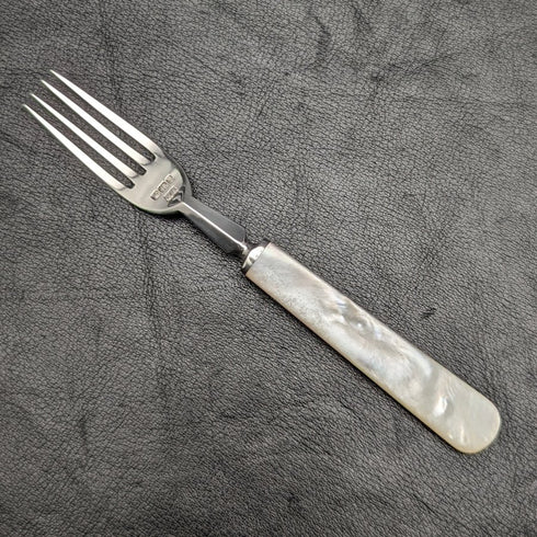 1915 British Antique Fruit Cutlery Set Sterling Silver Blade White Pearl Shell Handle BOX②